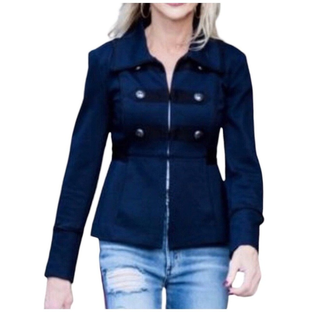 Cabi Women's Jacket  In The Band Navy‎ Black Miltary Style #3375 Medium